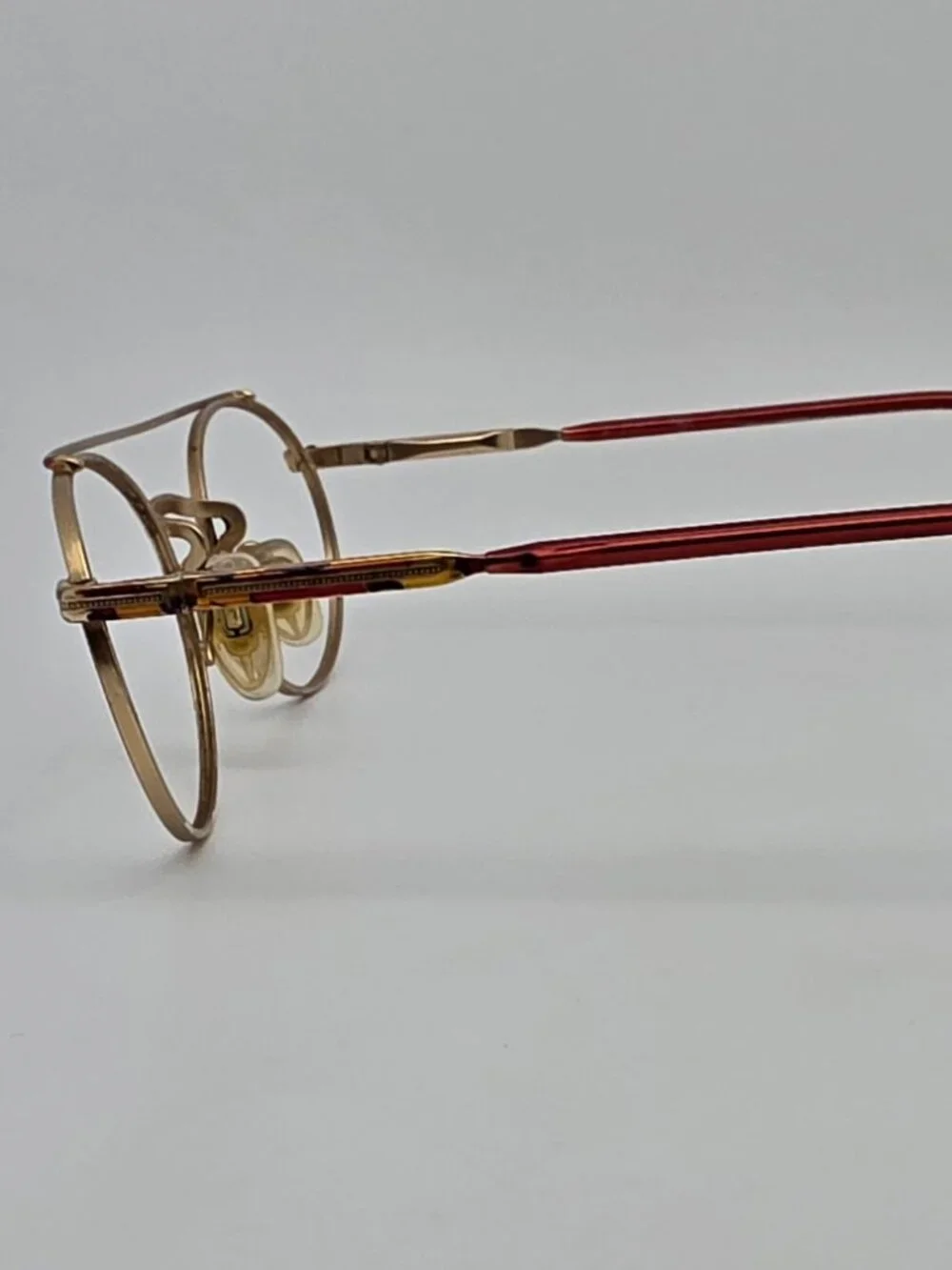 Luxottica Cambridge GEP Gold Red Aviator Sunglasses Frame w Flexhinge Italy 50mm